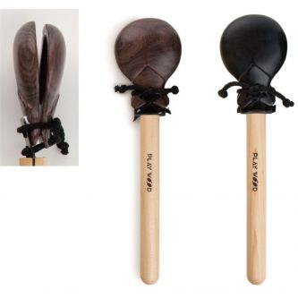 Lot De 2 Paires De Castagnettes Flamenco En Bois – Idéales Débutants, Taille Main 8.8x6.5cm, Couleur Noir